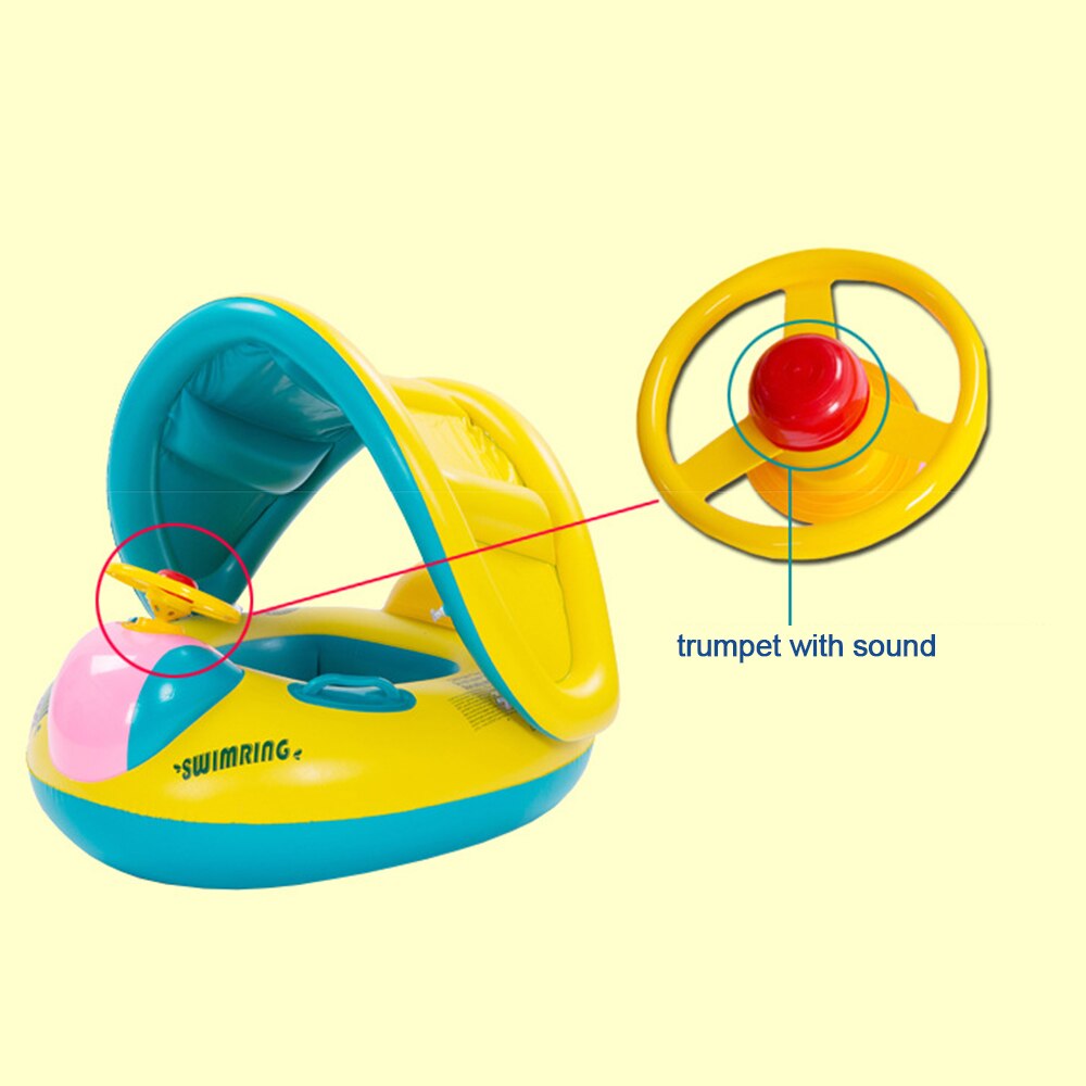 Asiento flotante portátil de círculo hinchable para bebé, Círculo de natación para niños con asiento con sombrilla, accesorios para piscina
