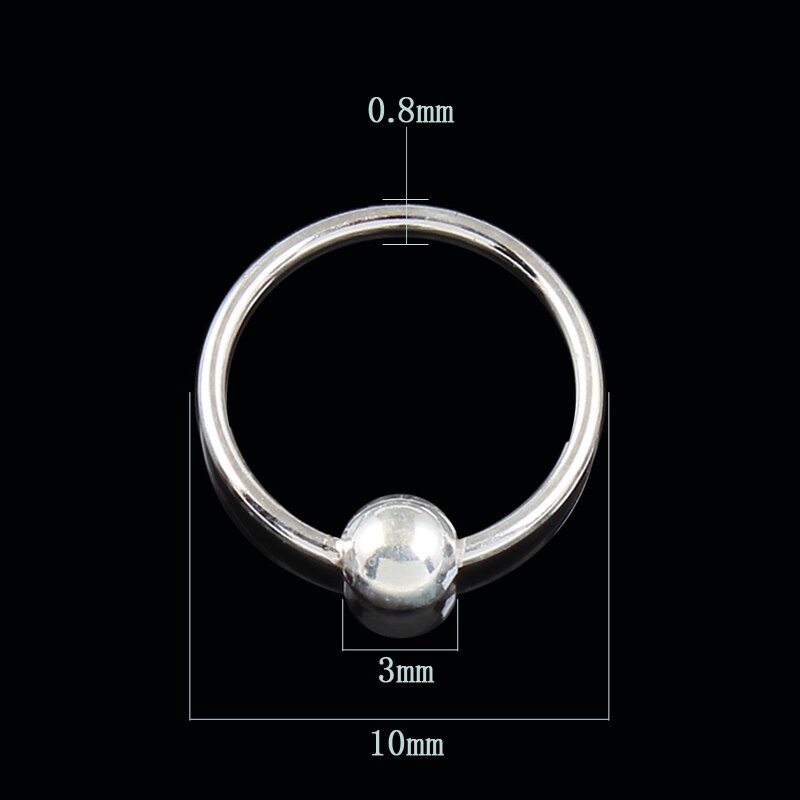 Echt 925 Sterling Zilveren Piercing Ronde Tepel Ring 20G Buitendiameter 8 10 12 Mm Wenkbrauw Piercing Sieraden mode-sieraden: Outer diameter 10mm