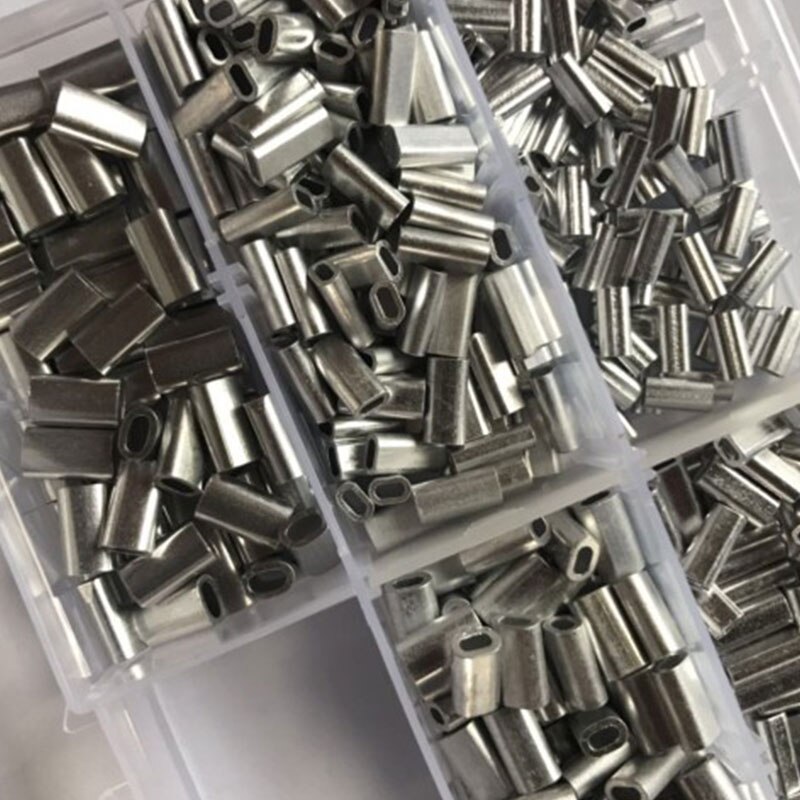 Stainless Steel Crimper Sleeves Tool Kit with Fishing Plier and 600Pcs Crimp Sleeves Connector Fishing Line Accessories