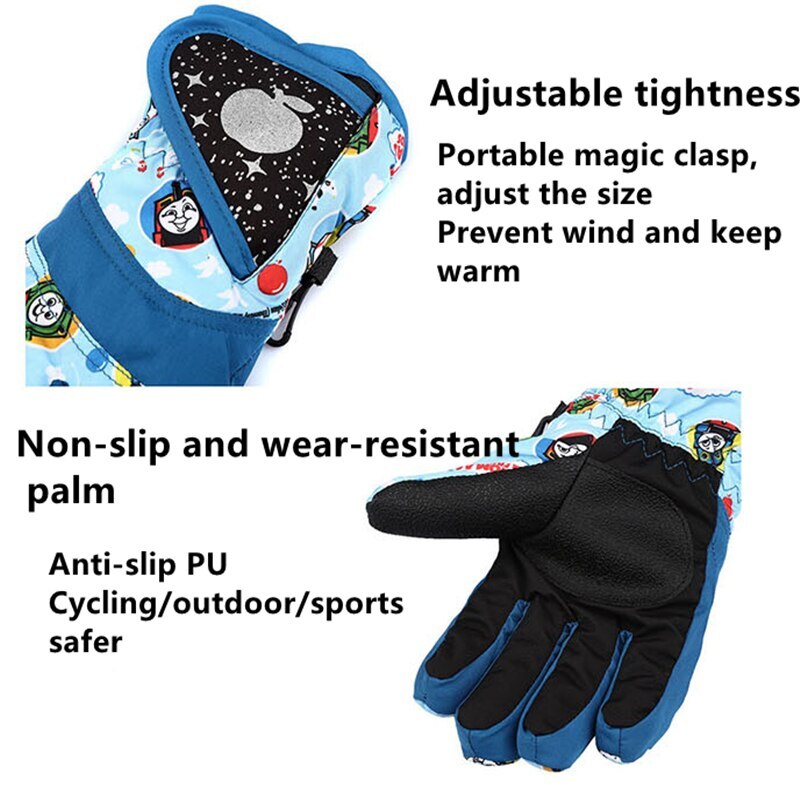 Children Kids Winter Warm Solid Color Gloves Boy Girls Ski Long-sleeved Mitten Windproof Skiing Snowboard Gloves Riding Gloves