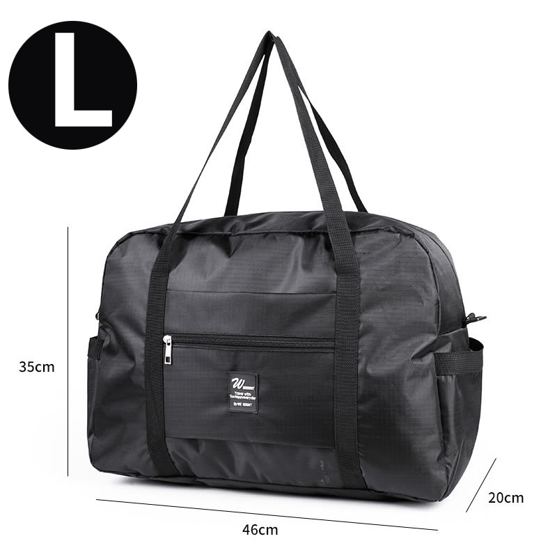 Oxford-Bolsa de equipaje de mano para mujer, de gran capacidad bolso de viaje, bolsa de almacenamiento para fin de semana, maleta con carrito a juego para hombro: L     black
