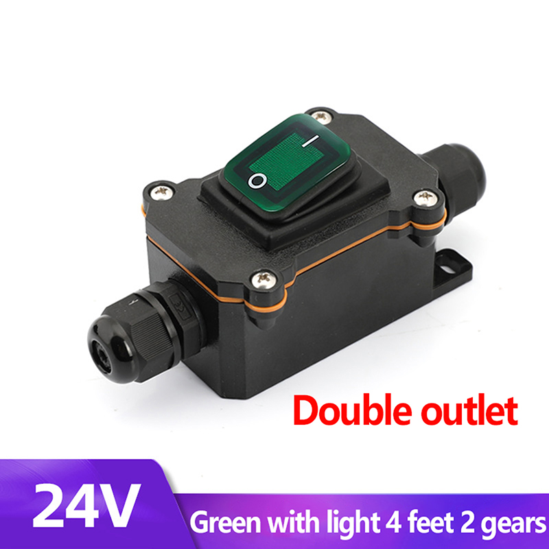 Inline Power Cord 110V-220V 12V-24V Marine Rocker Switch On Off Waterproof IP67 Junction Box 20A High Current Connector Outdoor: Ivory