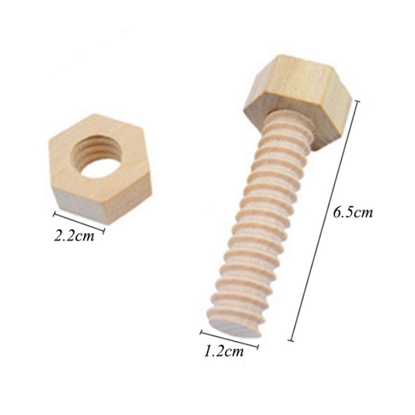 3Pcs Early Education Educational Screw Nut Assembling Unfinished Wooden Toy