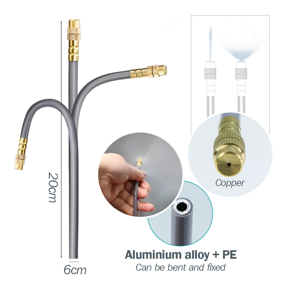 3/8" 9/12mm Garden Auto Watering System 20cm Free Bend Adjustable Sprayer Nozzle Misting Cooling Plants Irrigation Sprinkler Kit