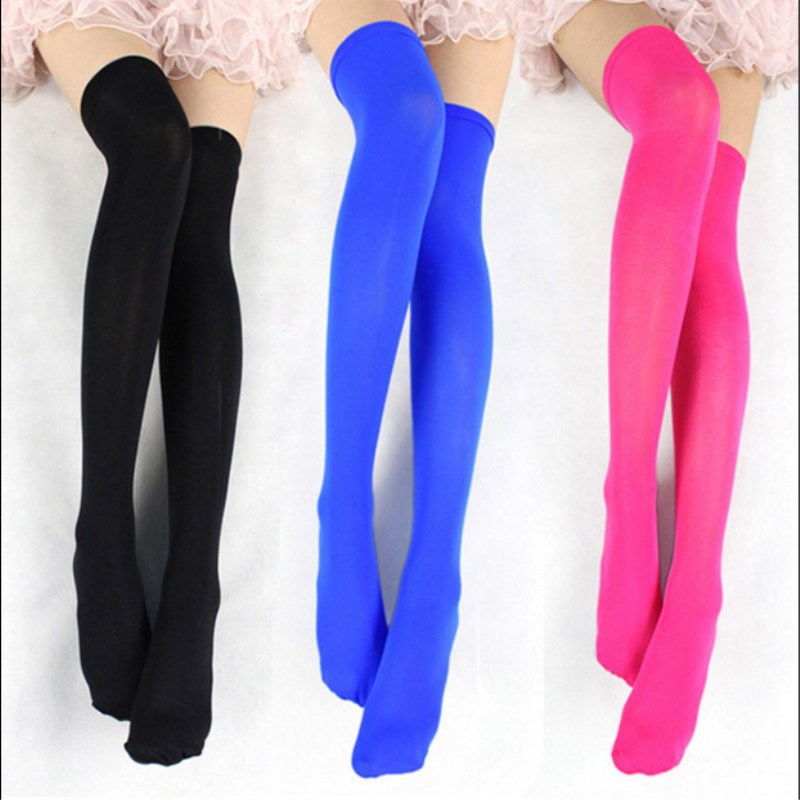 Lolita Candy Colors Calza sopra il ginocchio Calzini lunghi Donna Ragazza Elastico Stretto Lingerie Cosplay Party Calza sexy