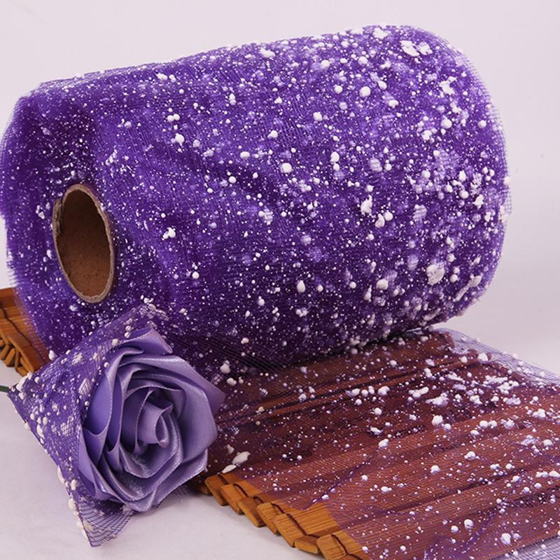 Malla de gasa de puntos de nieve utilizada para decoración de bodas, embalaje de flores, embalaje de ramo de dibujos animados, materiales hechos a mano DIY 15cm * 15m