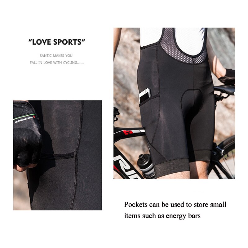 Santic cykel bib shorts sommer åndbar kort distance shorts stødsikker reflekterende udendørs sports tøj mænd