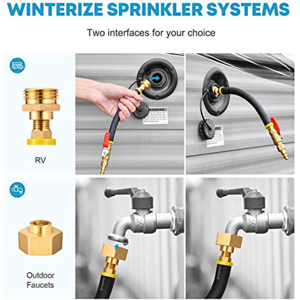 RV Sprinkler Nozzle Adapter Blower Adapter Hose Joint Antifreeze Kit Set With Shut-Off Valve Car Modification Accessories