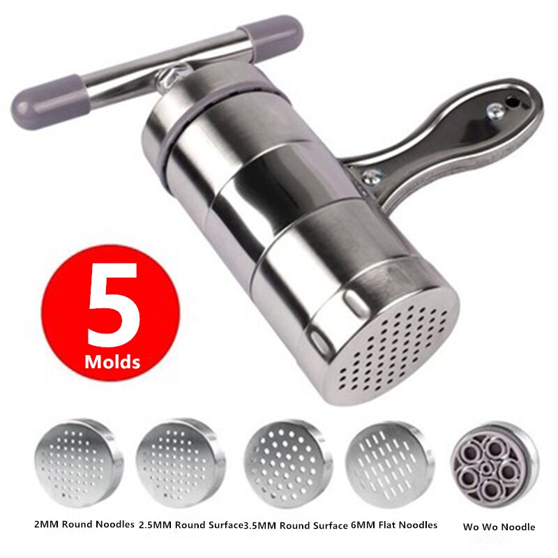 Noodle Machine Household Small Pasta Noodle Machine Manual Noodle Machine Hand Making Noodle Machine Squeeze Noodle Artifact: 5 Mold