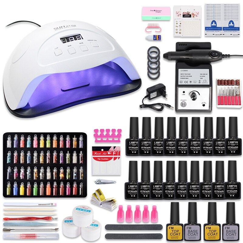 Manicure Set 18/12 Kleuren Nagellak Met Nail Boor Machine Nail Lamp Acryl Kit Nail Art Gereedschap Nail Art Decoraties nail Set