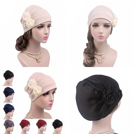 Vrouwen mooie bloem bloem hijab tulband hoed dame kanker chemo haaruitval pet hoofddoek wikkel cover!