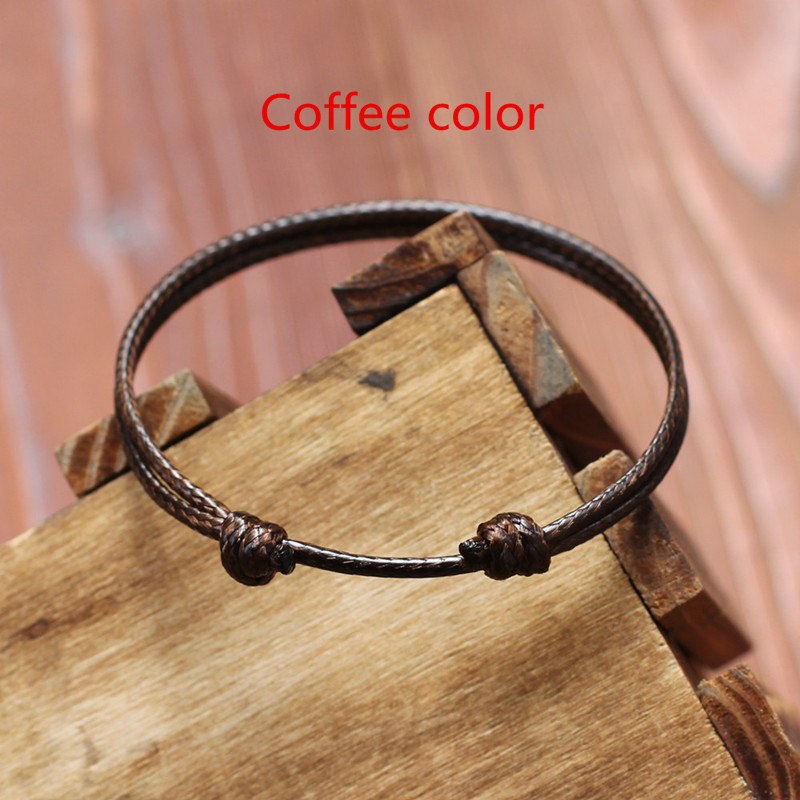 2x Leather Cord Sliding Knot Adjustable Couple Leather Bracelet Jewelry Making Findings Lucky Black Red Cord Friendship Bangle: 2 pieces coffee