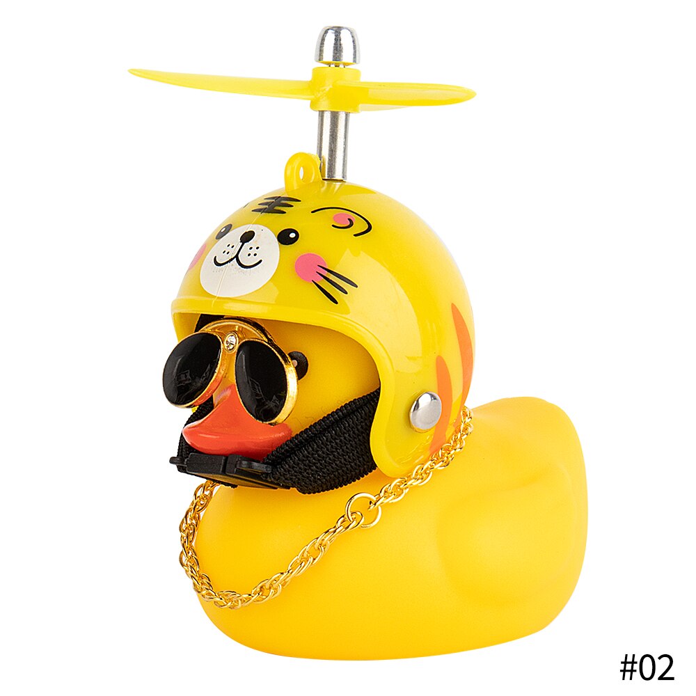 Populaire Kleine Gele Eend Auto Ornamenten Grappige Zonnebril Wind-Breaking Eend Met Propellor Helm Motor Paardrijden Fietsen Decoratie: Tiger