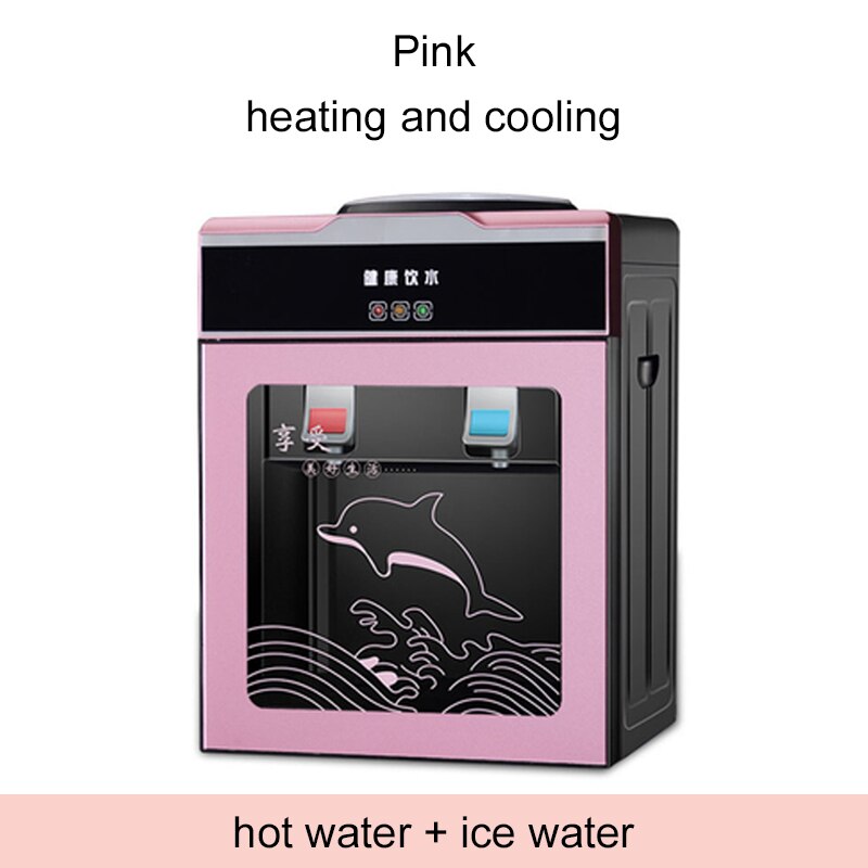 DMWD Electric Water Dispenser Home Office Desktop Water Dispenser And Cold Drink Machine Water Heater Colder EU US: Pink Ice hot