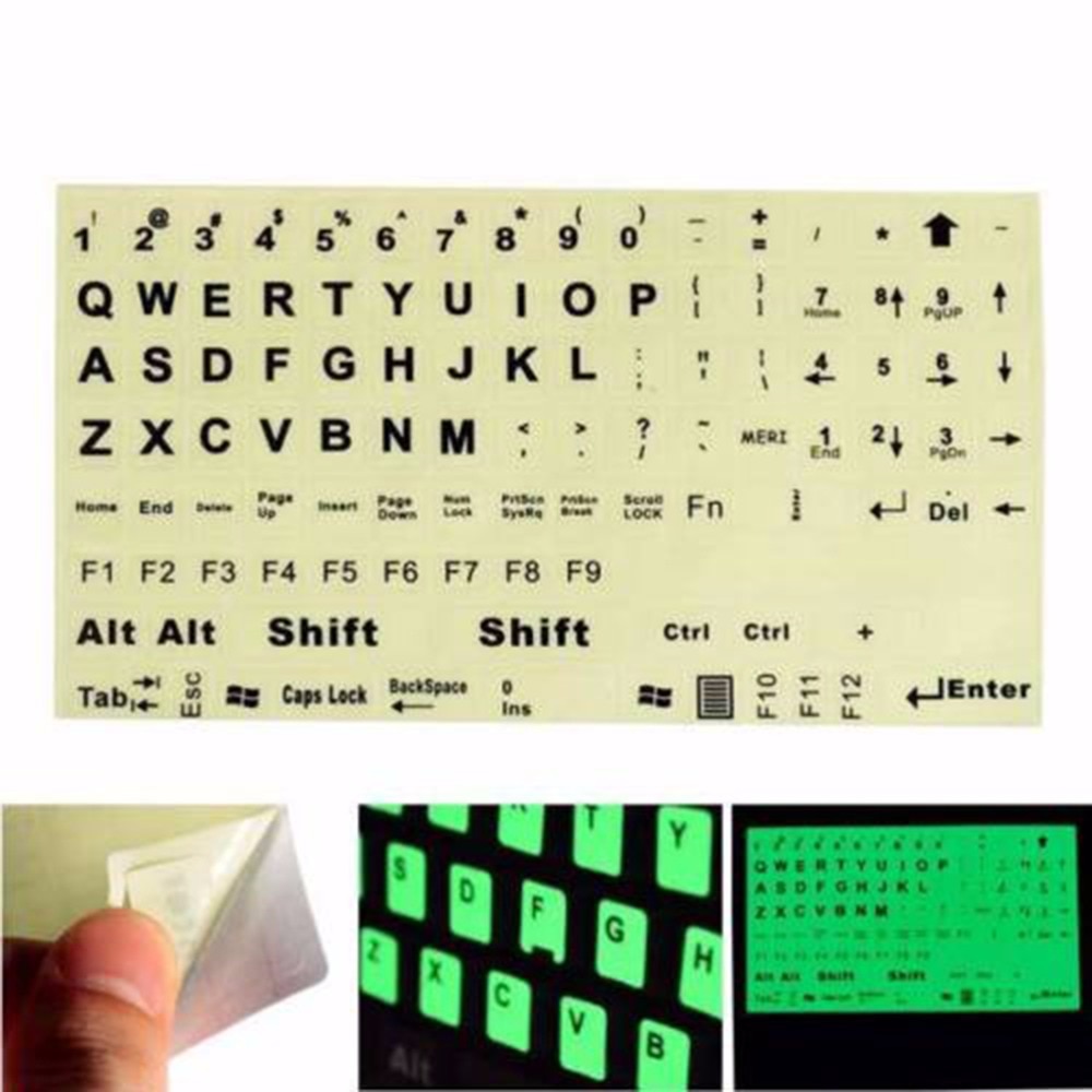 English Standard Keyboard Sticker General PC Laptop Fluorescent Keyboard Cover Luminous Full Keyboard Large Letter Sticker 1PC