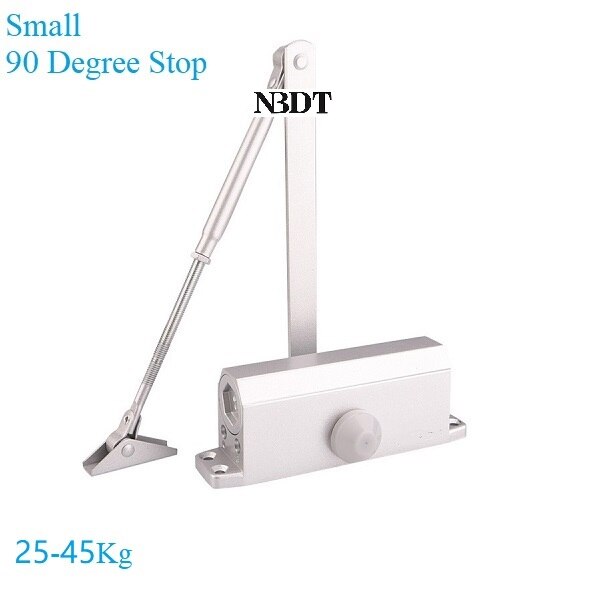 Commercial Door Closer Adjustable Spring Hydraulic Automatical Closing 90 Degrees Open Hold Face-mounted Siver Matte Black: Small Silver Stop