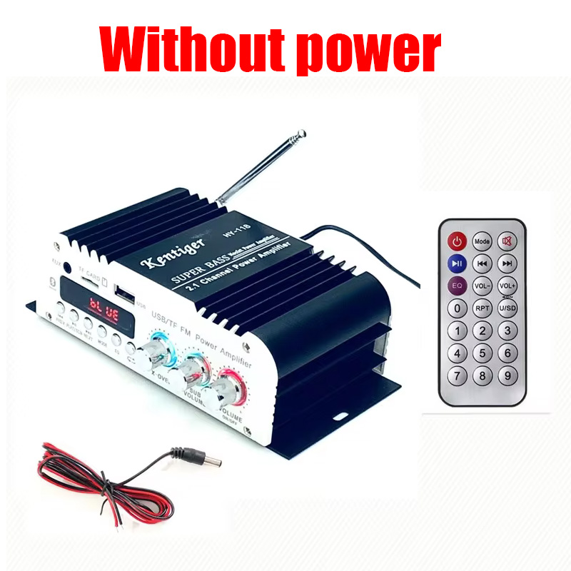 HY-118 Bluetooth Amplifier 2.2 Channel Support 2 Subwoofer Speaker FM TF USB Remote Control Mini HIFI Digital Amplifier Stereo: Transparent
