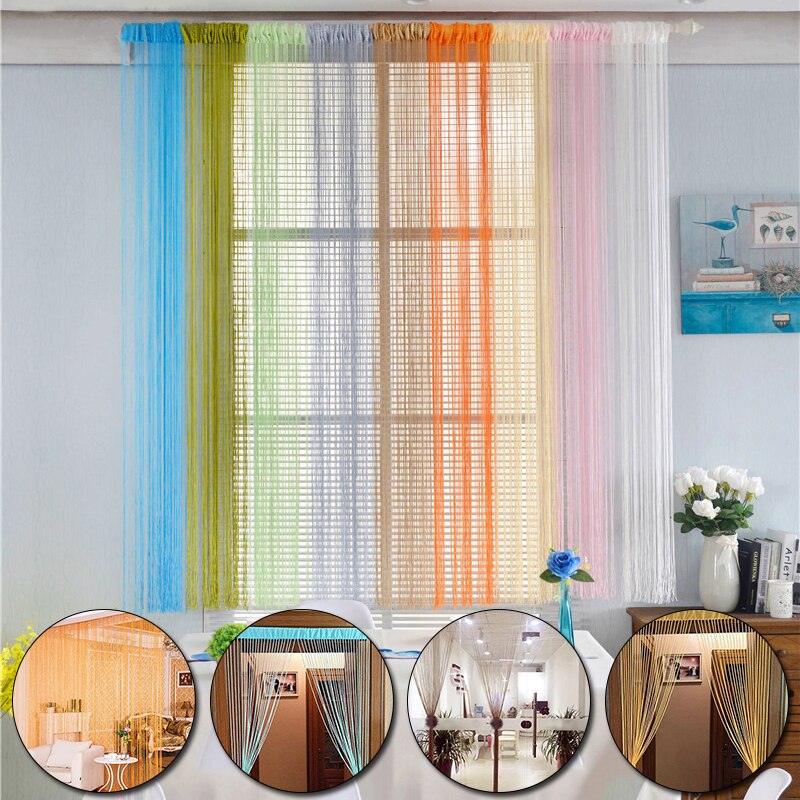 1x2M String Curtain Panels Home Glitter Window Curtains Thread Curtain Tassel Bead Curtain Door Sheer Panel Curtains Bedroom
