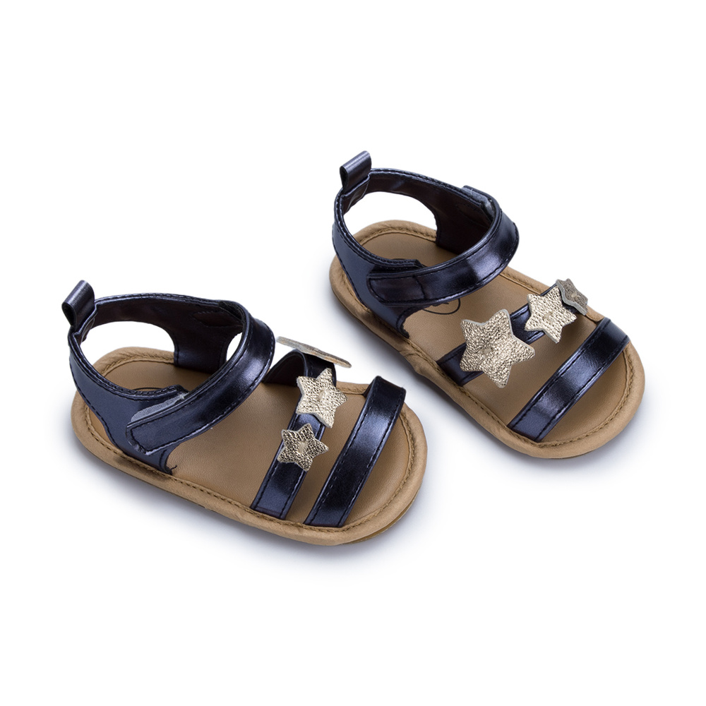 Baby Meisje Schoenen Meisje Sandalen Zomer Flats Pu Flash Ster Rubberen Zool Antislip Crib Pasgeboren Peuter Eerste walker Schoenen