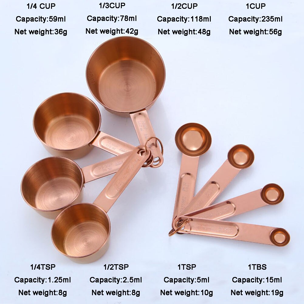 4/8pcs Stainless Steel Measuring Spoons and Measuring Cups Set with Engraved Coffee Ingredients Scoop Kitchen Baking Tool: A2-8pcs