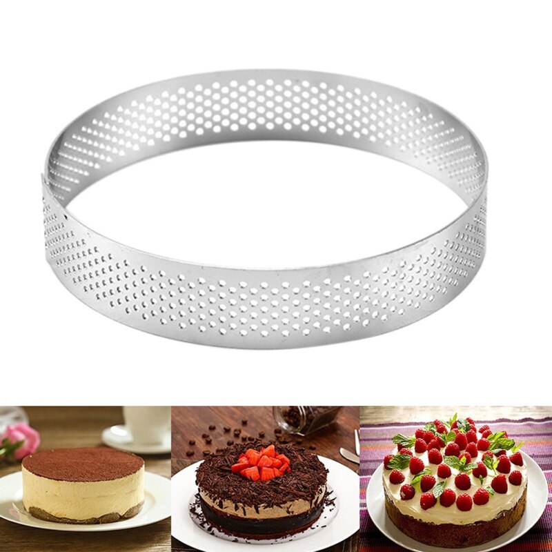 Moule à gâteau circulaire en acier inoxydable, avec trou de perméabilité, anneau à Mousse française, résistance à la Corrosion, 1 pièces