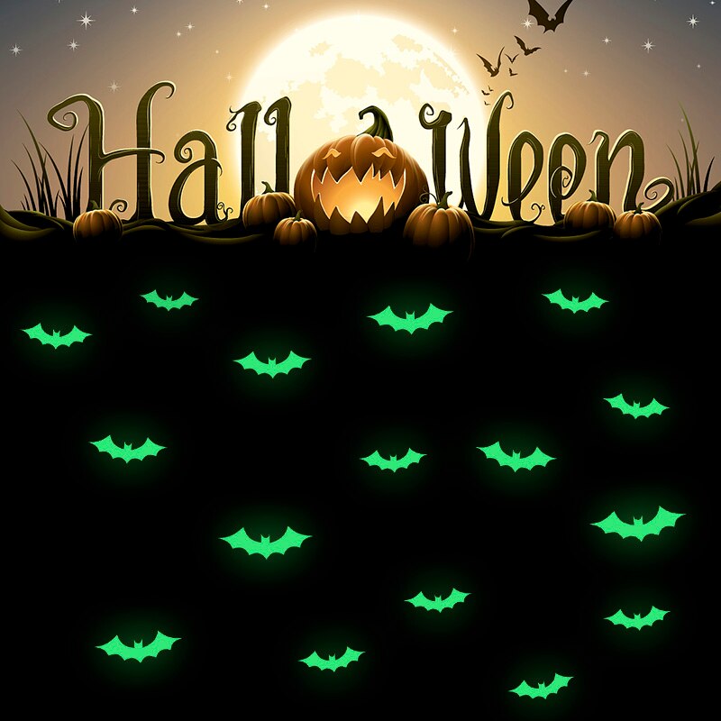 Halloween Lichtgevende Sticker Zelfklevende Vleermuizen Muursticker Home Decor Decal
