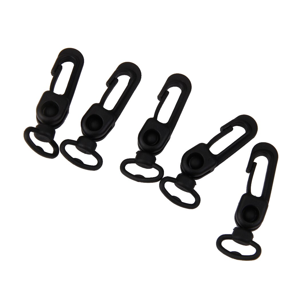 360 Graden Rotatie Plastic Karabijnhaken Opknoping Gesp Spring Snap Clip Haken Sleutelhangers (5 Stuks Zwart)