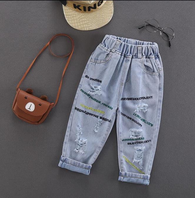 Pantalones vaqueros con agujero roto para niños y niñas, jeans rasgados, informales, sueltos, para primavera y verano,