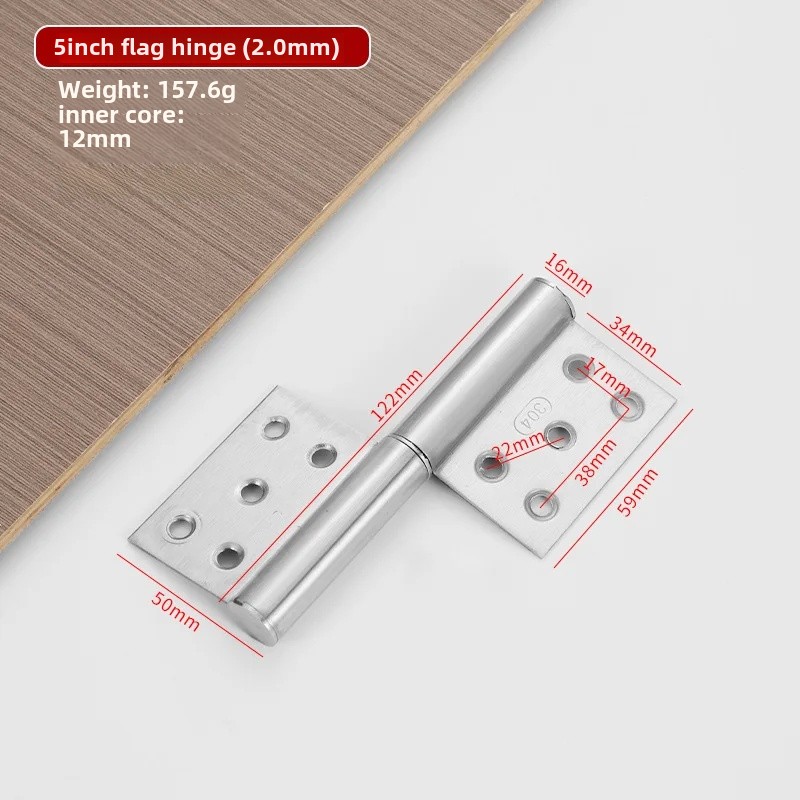 Traditional Flag-Shaped Door Hinges Comprehensive Removable Large Door Hinges Fire Prevention Aluminum Alloy Door Hinges: Pink