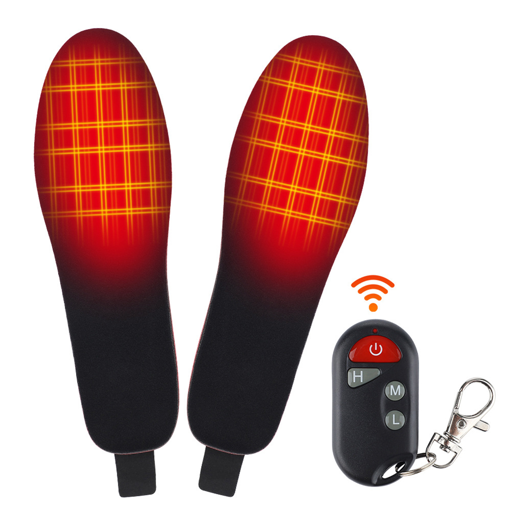 Electric Heated Insoles with Remote Control Winter Heating Insoles USB Rechargeable for Hiking Skiing Camping