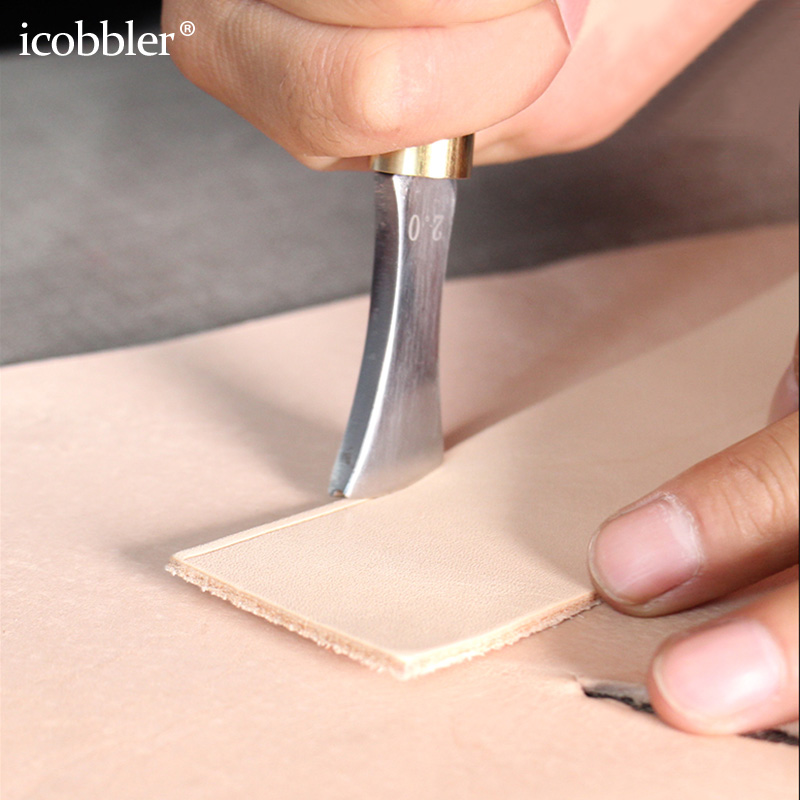 Leather Edge Creaser Tool, Stainless Steel Shallow Slot Edge Linear Marking Crimping Working Wood Handle Tools for Leather Craft