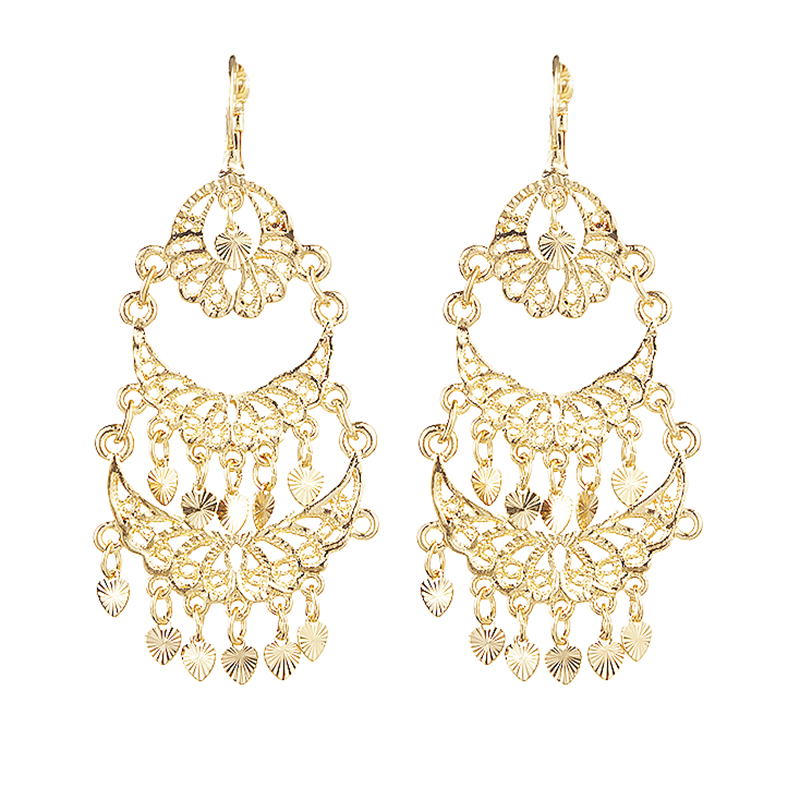 Boucles d'oreilles de luxe à pampilles de couleur dorée pour femmes, bijoux de Banquet à la , crochet français,