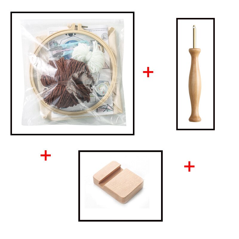 Easy DIY Punch Needle Flower Embroidery Kit with Hoop Cross Stitch Set for Beginner Handmade Craft Painting Home Decor: with Wooden tray