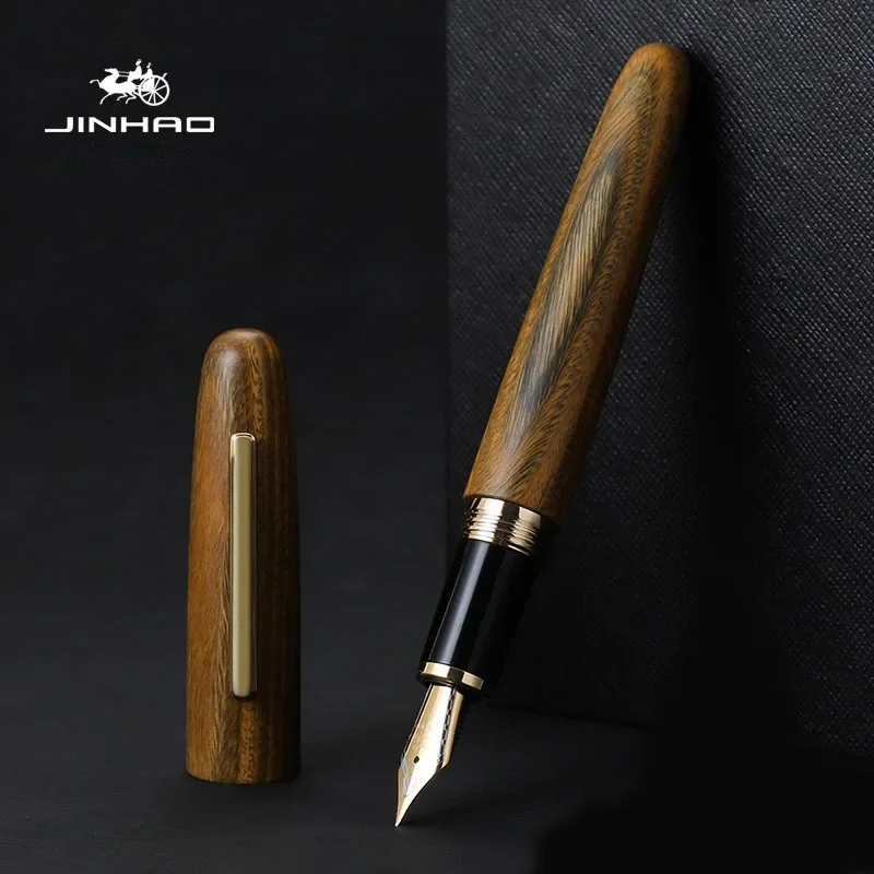 JINHAO-Stylo à plume en bois de luxe, stylo à encre, excavatrice noire, fournitures scolaires et de bureau, Pardessus, Pk 9056, 9019, EF, F, M: Bourgogne / MF