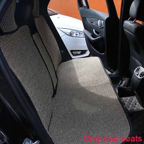 Funda de lino Artificial para asiento de coche, cobertor Universal de cojín para la mayoría de coches, otoño e invierno, 2 unidades: Rear seat Beige