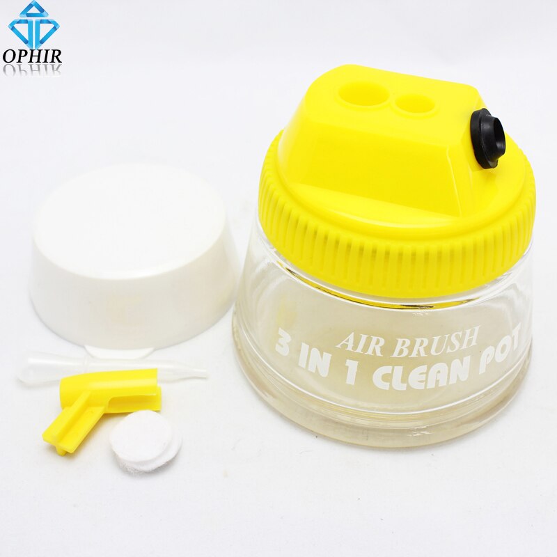 Ophir 3 In 1 Airbrush Holder Cleaning Pot &amp; Airbrush Stand Glas Container 300Ml Airbrush Accessoires Jar Voor Body verf _ AC008