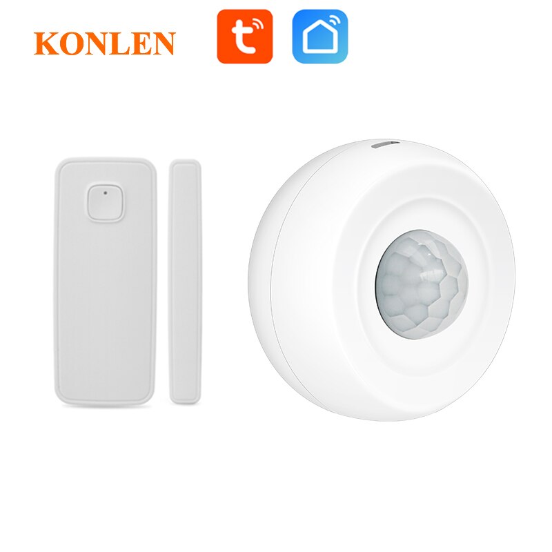 Tuya Smart Life WIFI Door Sensor Magnetic Window Open Entry Alert Infrared PIR Motion Detector Intruder Burglar Alarm Security: 1 Door sensor 1 PIR