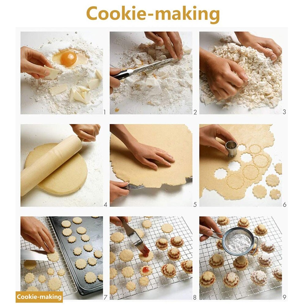 24Pcs Rvs Cookie Biscuit Cutter Vierkante Bloem Ster Hart Mold Fondant Stempel Cookies Bakken Decorating Gereedschap