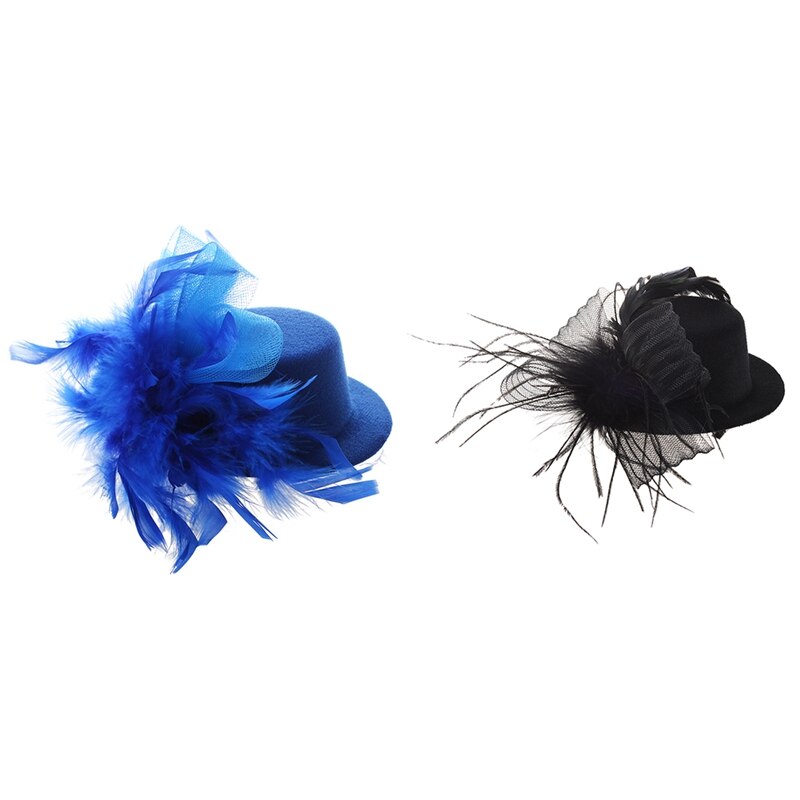 1 st organza slöja folie hatt mini topp hatt hårklämma & 1 st organza vår hatt hatt hårklämma blå: Default Title