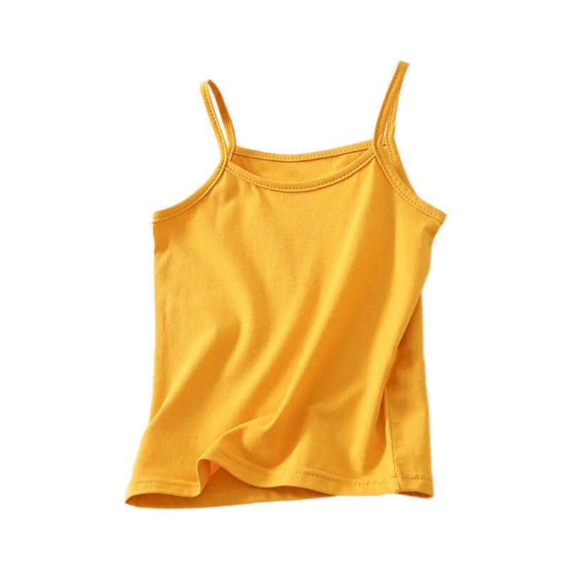 Sommar tjej camisoles barn ärmlös väst solid tryck toppar blus bomull fritidskläder barnkläder: Orange / 8