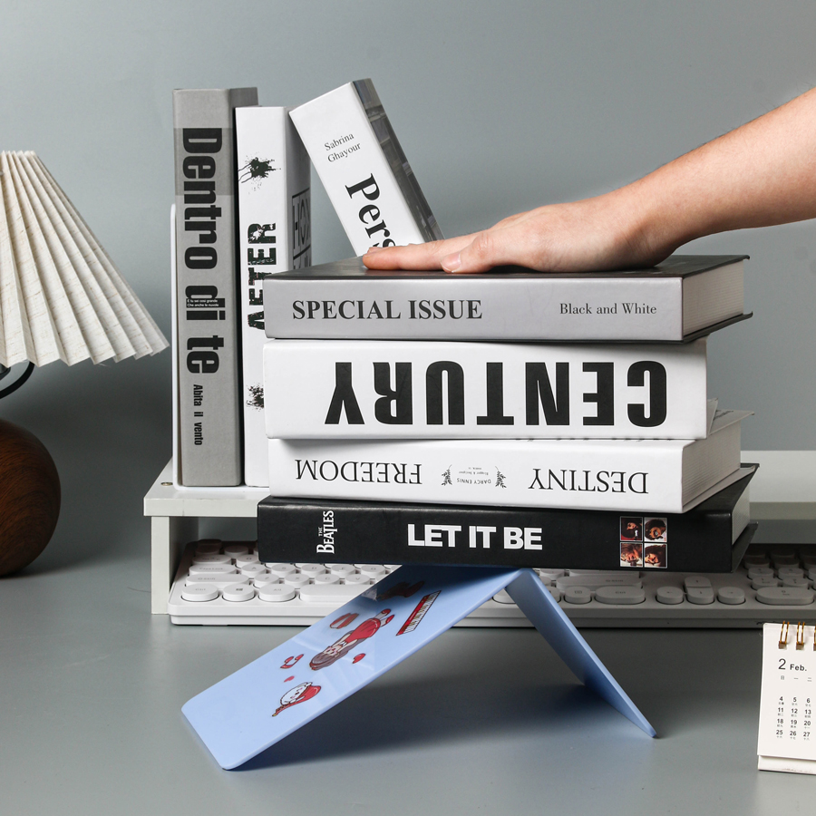 2-delige L-vormige boekenstandaard Bureauboekstandaard voor leren Desktop Boekenstandaard Boekclip Creatieve boekensteun in stijl