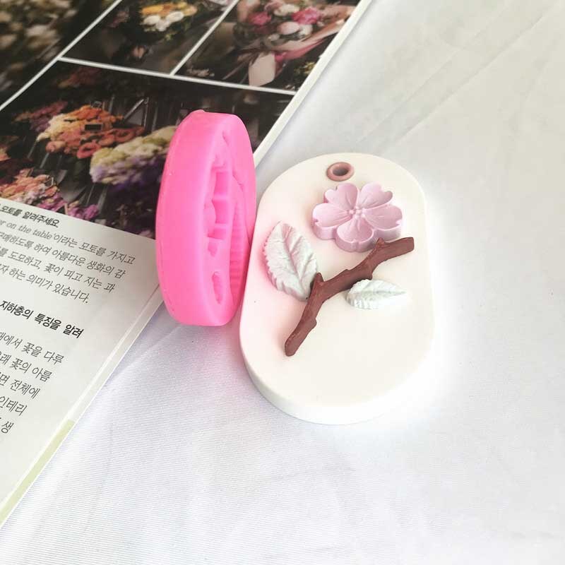 Molde de silicona para aromaterapia, montaje de flor de melocotón Sakura, yeso, Material de bricolaje, epoxi, jabón hecho a mano, vela, molde para hornear