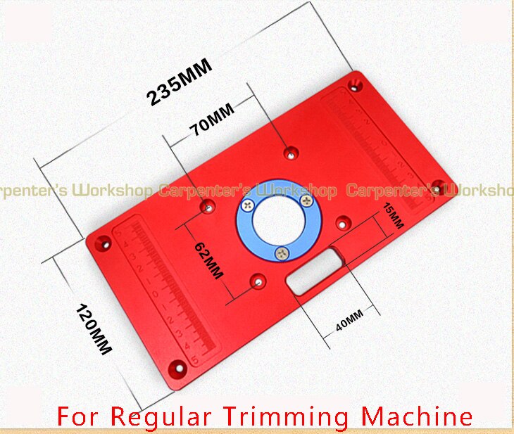 Aluminum Router Table Insert Plate Ring Screw For Woodworking Benches Trimmer: Red
