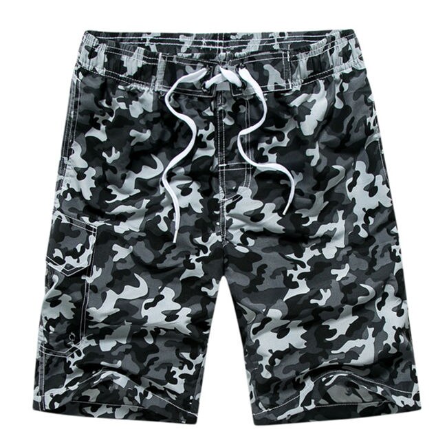 Pantalones cortos de playa de camuflaje para hombre, Shorts de playa de secado rápido, Bermudas de Surf, bañadores deportivos, bañadores zwembroek heren Board: Gris / XXXL