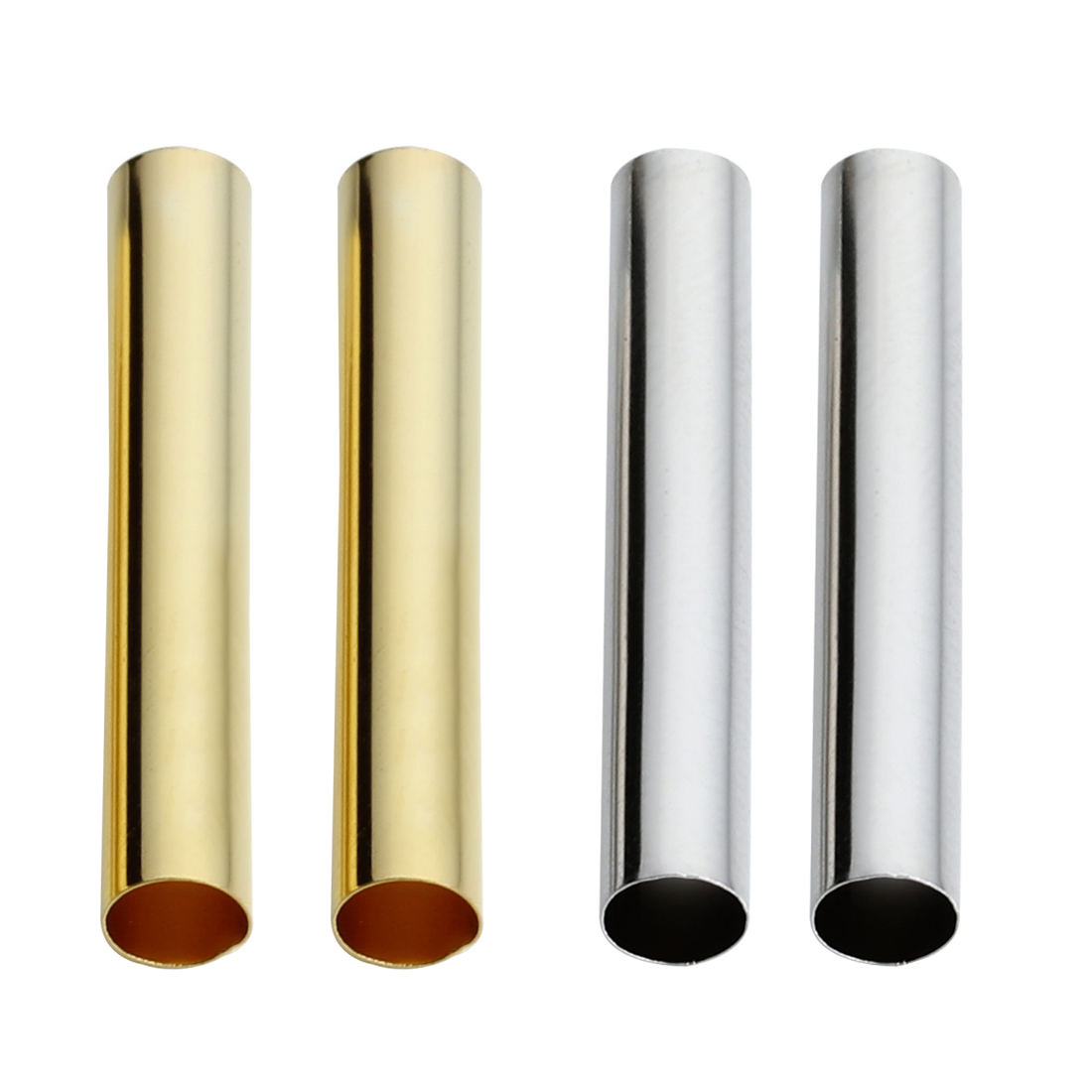 Perles de Tube métallique en cuivre couleur or Rhodium, 50 à 100 pièces, adaptées au cordon en cuir de 6mm, collier, perles d'espacement en cuivre pour la fabrication de bijoux, bricolage