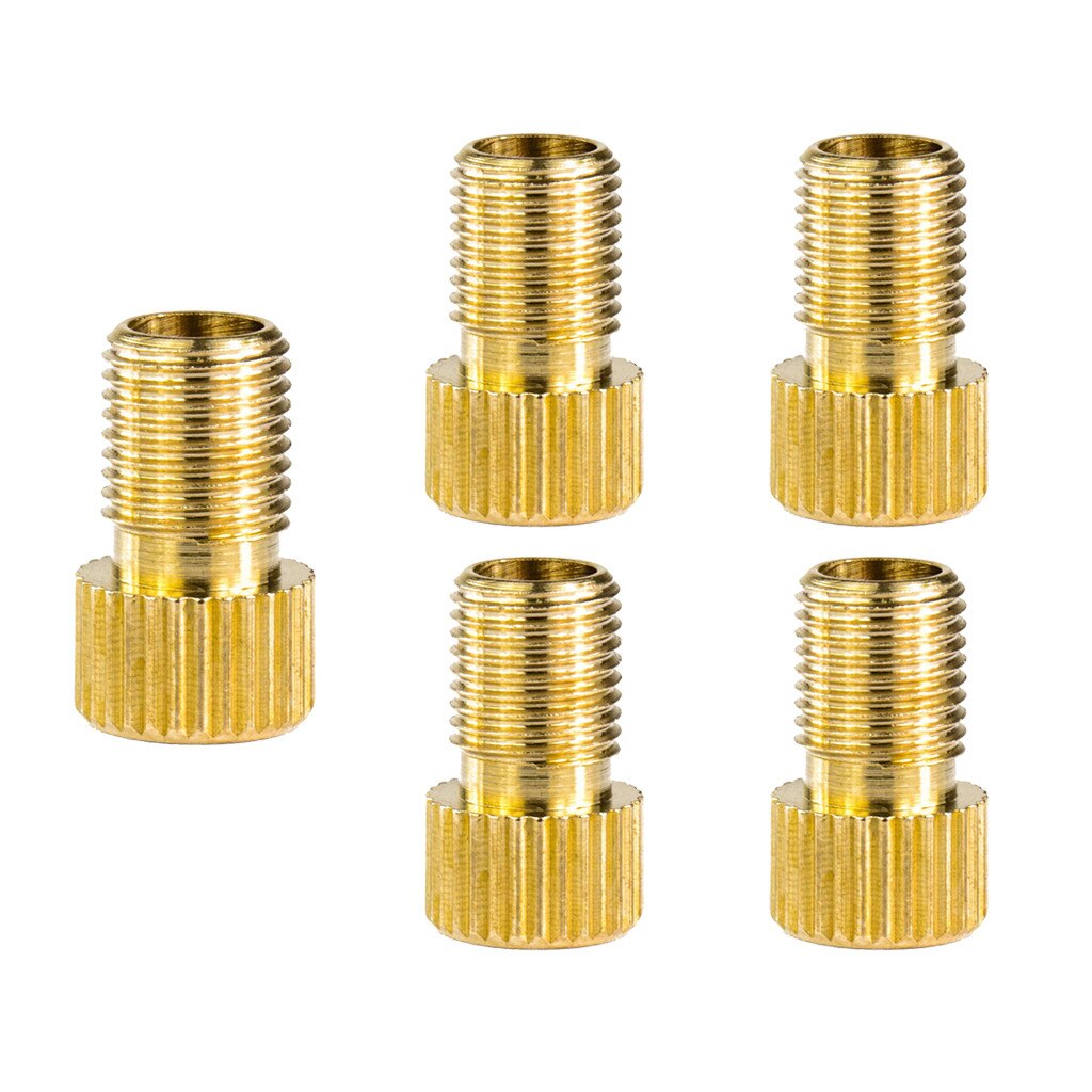 1/2/3/4/5/10PCS Fiets Valve Adapter DV, SV (Dunlop Franse Valve) naar AV (Auto Ventiel) Met Rin Fiets accessoires Goud: 5PC