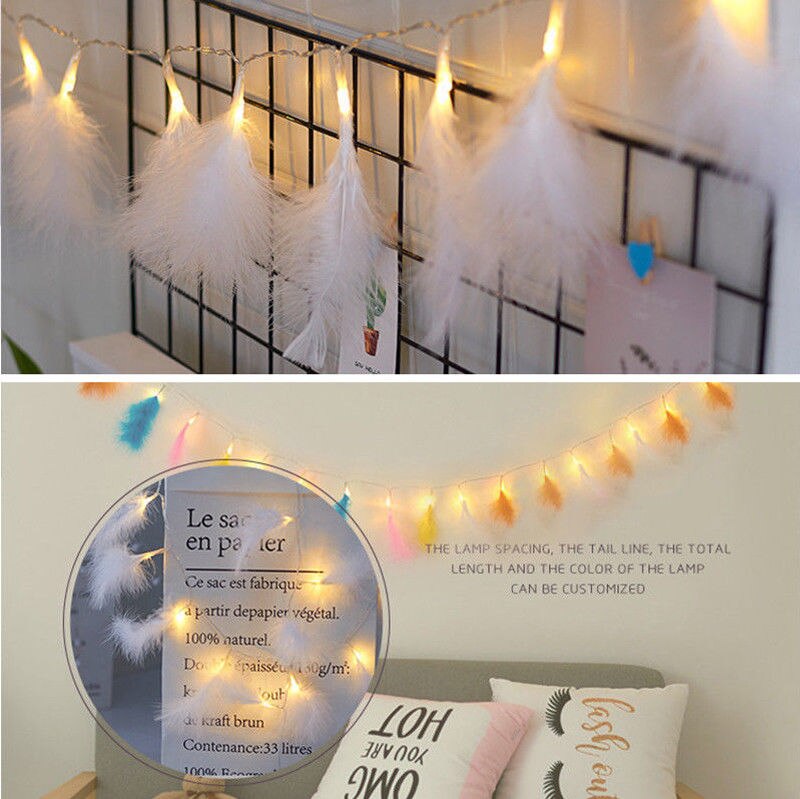 2.2M 20LED Batterij Operated String Feather Fairy Licht Warm Witte Kerst