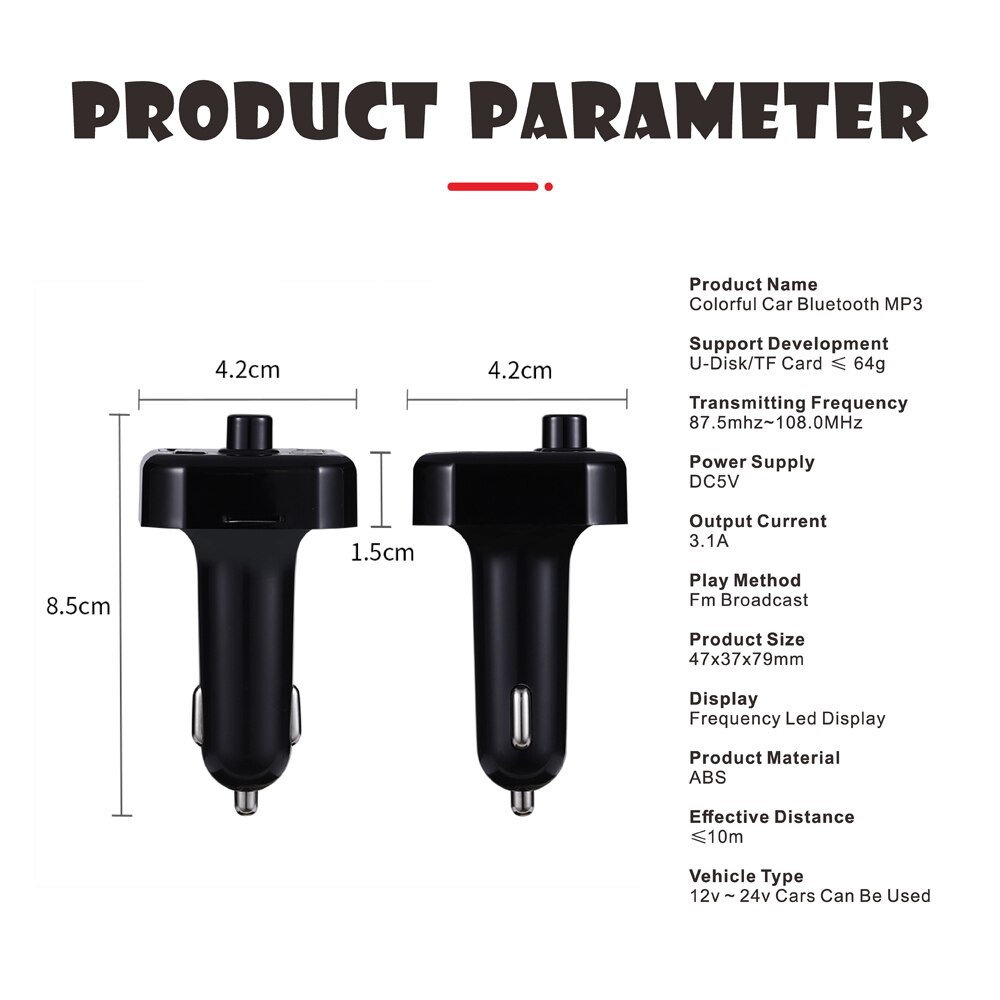 Transmisor FM Aux modulador Bluetooth Kit de manos libres para coche, reproductor de Audio MP3 con 3.1A, carga rápida, USB Dual, cargador rápido