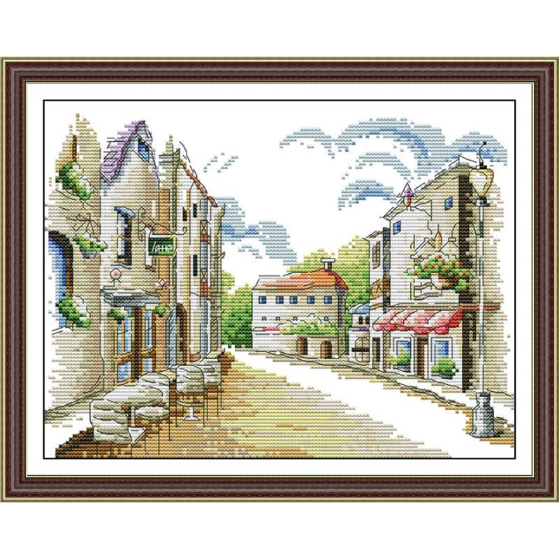 Meer Cafe straßenbild malerei zählen druck auf leinwand 14CT und 11CT DMS kreuz stich aufbringen stickerei Bausatz DIY Hand einstellen
