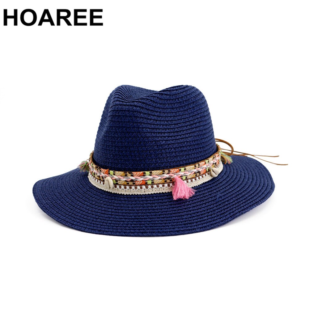 Hoaree strå solhatt vit panama hatt strand dam sommar kepsar sombrero kvinnlig fedora casual dam chapeau